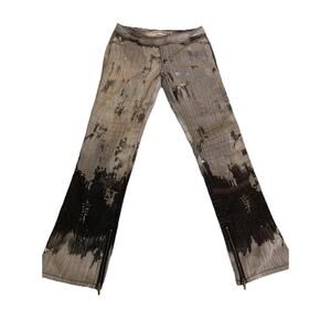 VTG Express Women Sz 8 Bleached Low Rise Flare Jeans Y2K Leg Zipper Whimsy Goth